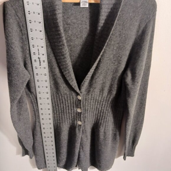 Precious Fibers 100% cashmere Gray Shawl Collar Longline Cardigan Sweater, Large - Picture 14 of 15